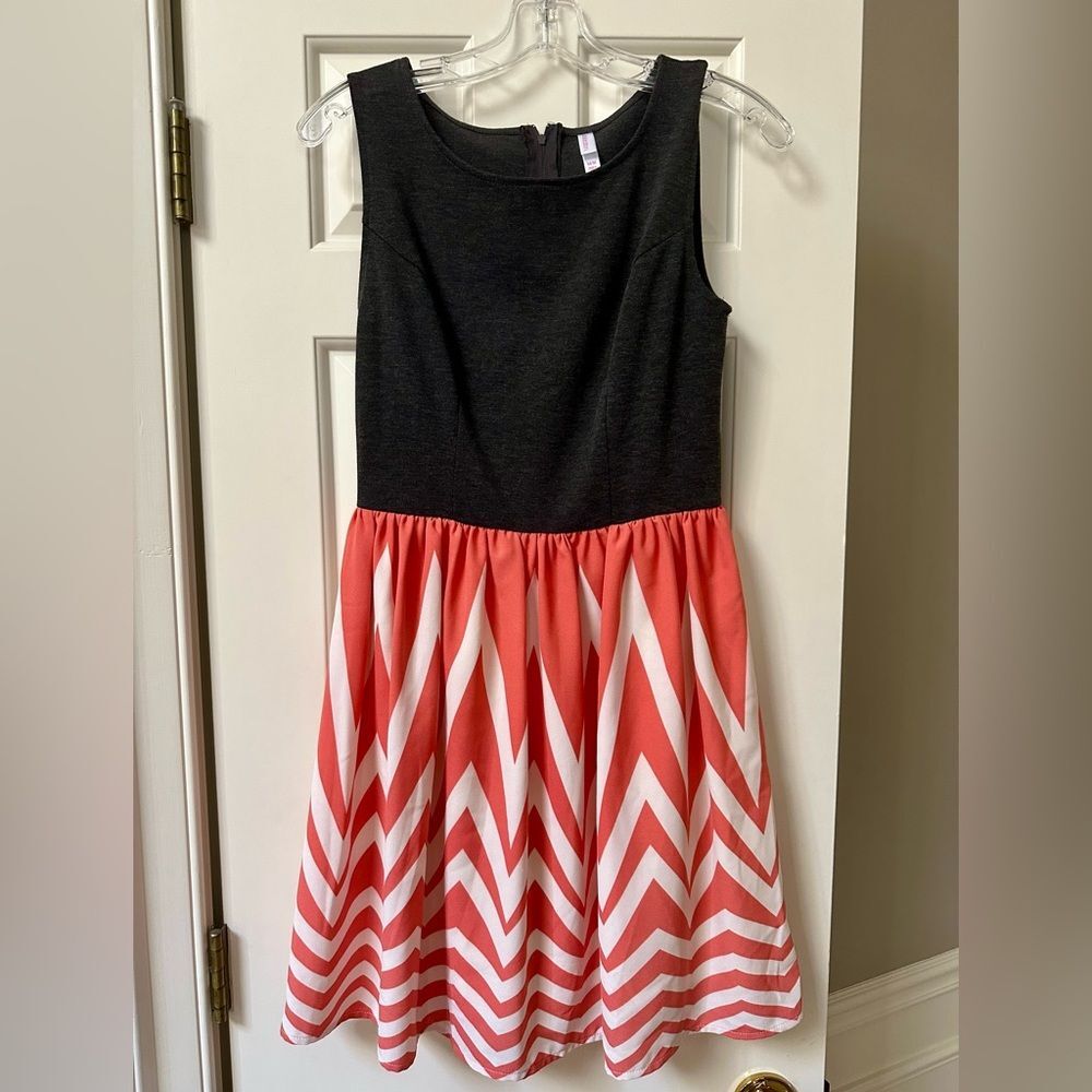 Xhilaration Black and Coral Chevron Dress